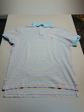 Polo by Ralph Lauren Polo Shirt Teal Pink Orange Stripes